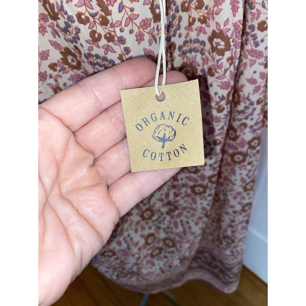 Faherty Florence Floral Top Organic Cotton Peasant Blouse Size Large - Picture 7 of 9
